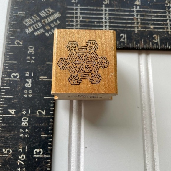 Vintage Wood Block Rubber Stamp Hamilton Arts Set Snow flake Fleur De Lis Shell - Picture 5 of 8